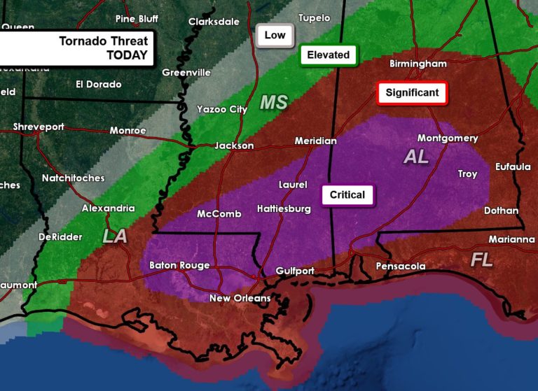 Possible tornado outbreak today LA, MS, AL, FL panhandle