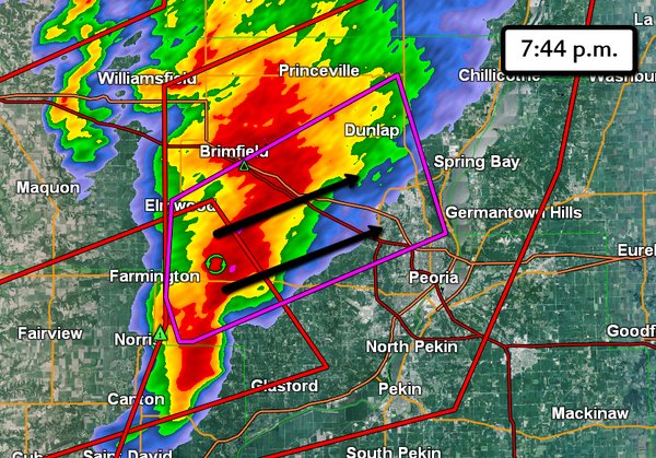 7:45 PM-Confirmed tornado west of Peoria, Illinois. Tornado Warning ...