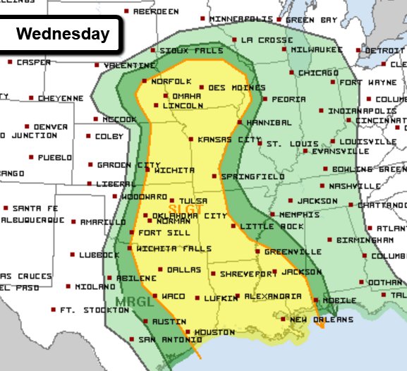 Watching the threat for severe storms to ramp back up by Wednesday: