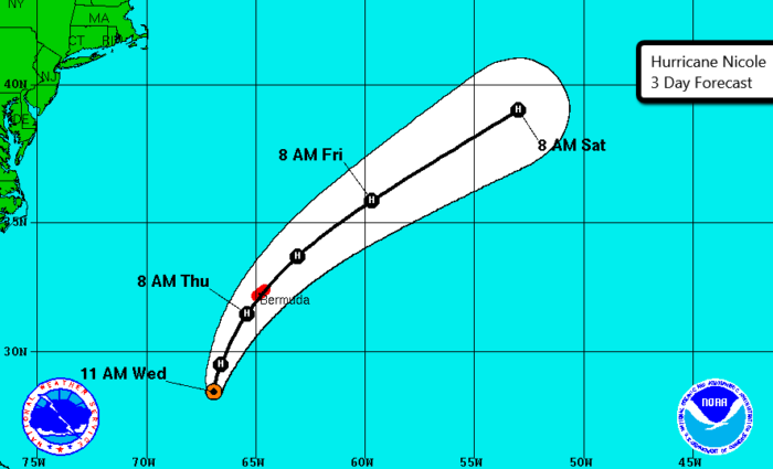10-12 Hurricane Nicole 3 Day Track Forecast