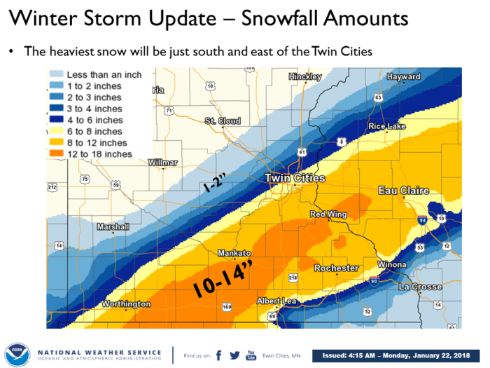 1-22 NWS Twin Cities Snow Forecast