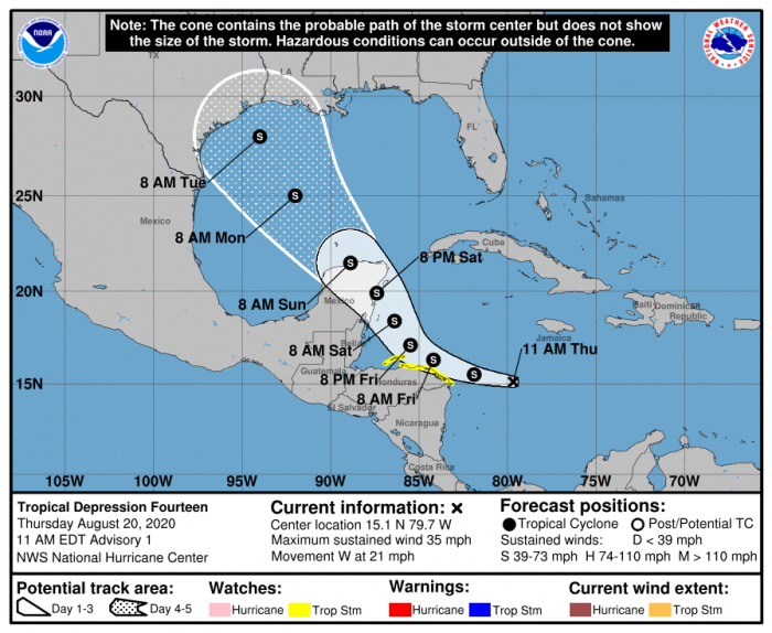 8-20 Tropical Depression 14 Forecast Track