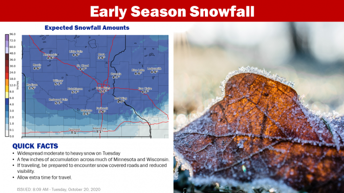 10-20 Snow Forecast via NWS Twin Cities